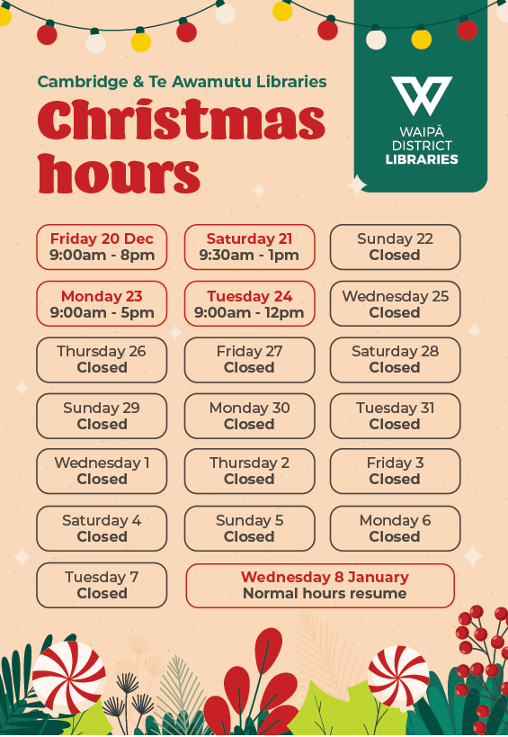 Holiday hours for 2024/2025